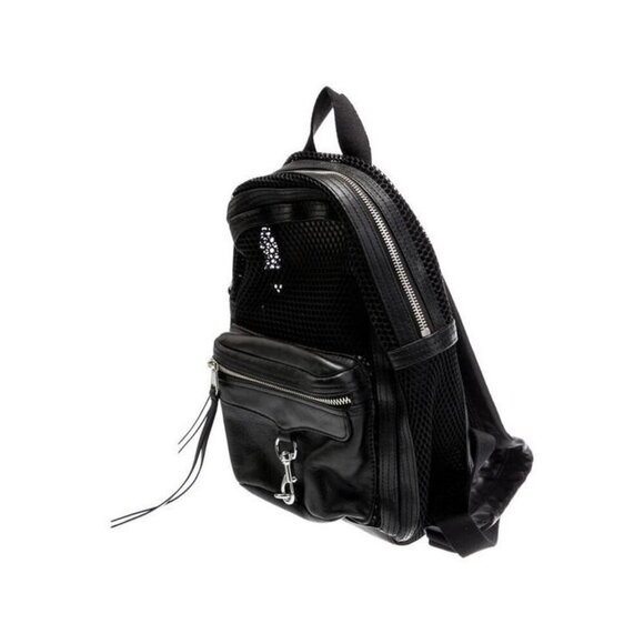 Rebecca Minkoff Mini MAB Backpack Black Mesh Leather Trim NWT - Picture 2 of 5